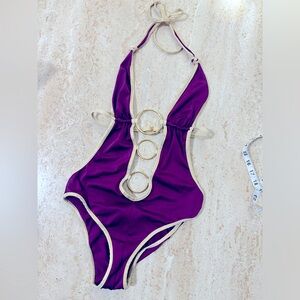 Rare authentic D &G Dolce Gabbana  one piece purple 3 ring Sz S